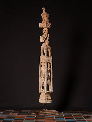 Antique wooden Burmese Chin pole