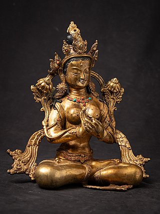 Old gilded bronze seated Tara in vajra (lotus) position
