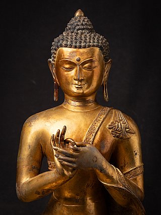 Große alte bronzene nepalesische Buddhafigur