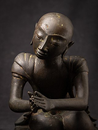 Paar alte bronzene burmesische Mönch Figuren