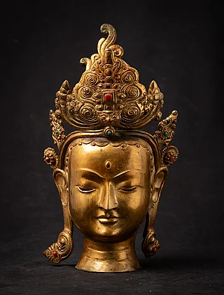 Old bronze head of a Nepali Tara figure