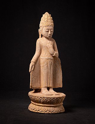 Antique sandstone Burmese Buddha statue
