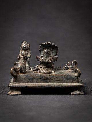 Antique Indian bronze Shiva Lingam altar
