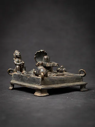 Antique Indian bronze Shiva Lingam altar