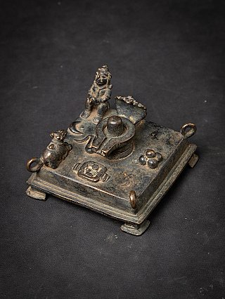 Antique Indian bronze Shiva Lingam altar