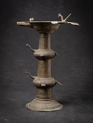 Antique Indian brass diya oil lamp