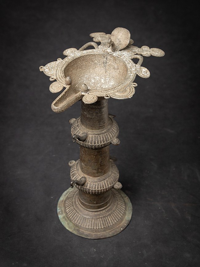 Antique Indian brass diya oil lamp