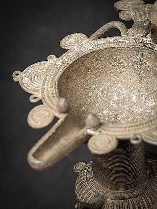 Antique Indian brass diya oil lamp