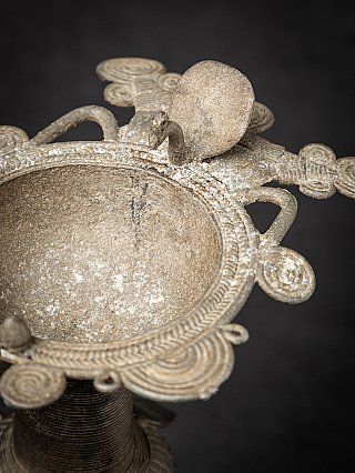 Antique Indian brass diya oil lamp
