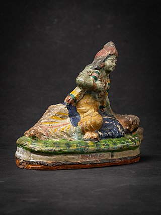 Antique Indian terracotta statue of Krishna killing Kamsa
