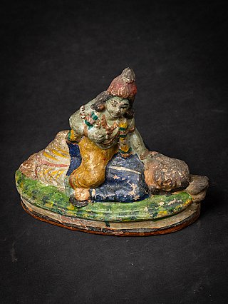 Antique Indian terracotta statue of Krishna killing Kamsa