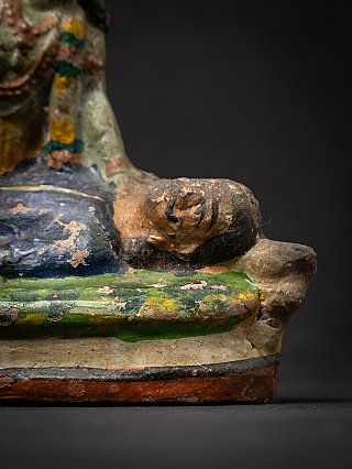 Antique Indian terracotta statue of Krishna killing Kamsa