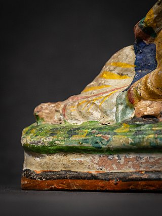 Antique Indian terracotta statue of Krishna killing Kamsa