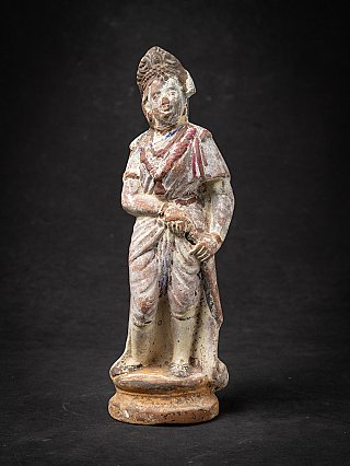 Hindu god statue from India (4050-29), standing wooden statue, full front view