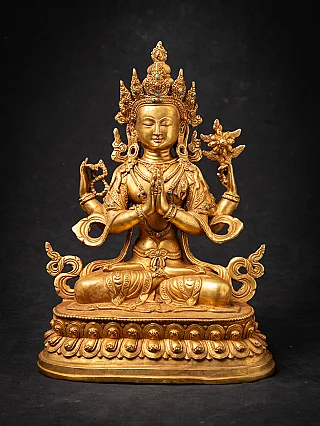 Old gilded bronze Nepali Chenrezig statue
