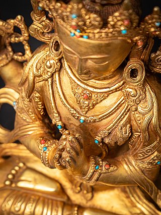 Alte vergoldete Nepalesische Chenrezig Figur aus Bronze
