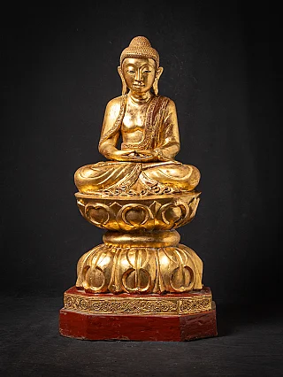 Old gilded wooden Burmese Buddha