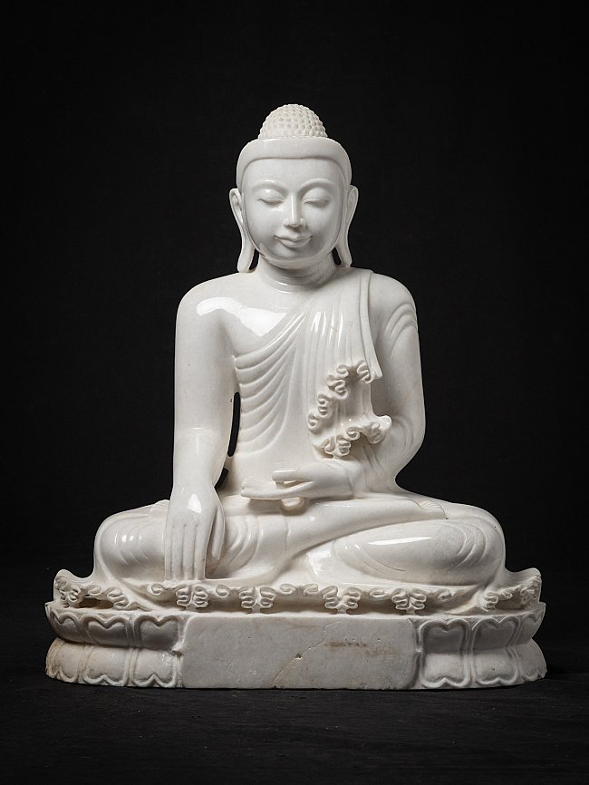 Newly made Burmese marble Buddha statue