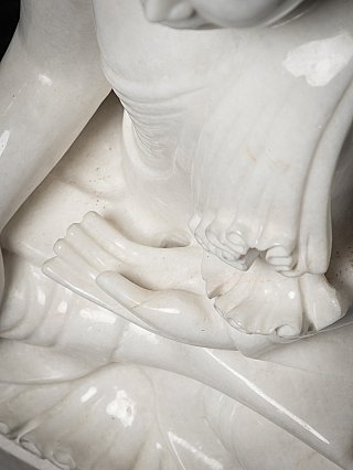 Newly made Burmese marble Buddha statue