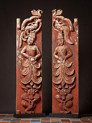 Pair antique wooden Burmese Temple doors