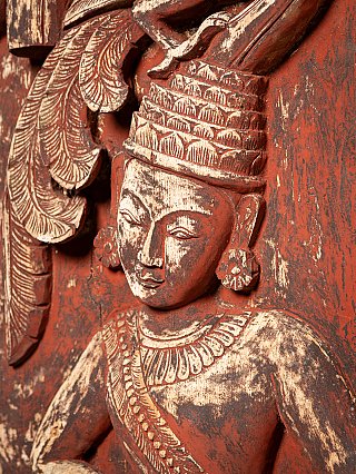 Pair antique wooden Burmese Temple doors