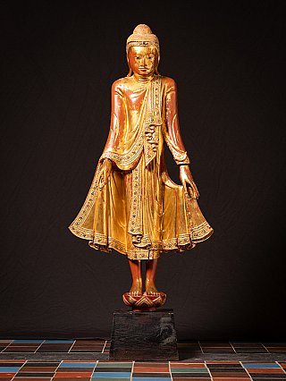 Beautiful antique wooden Burmese Mandalay Buddha