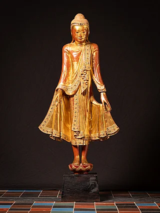 Beautiful antique wooden Burmese Mandalay Buddha