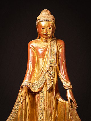 Beautiful antique wooden Burmese Mandalay Buddha