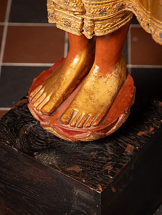 Beautiful antique wooden Burmese Mandalay Buddha