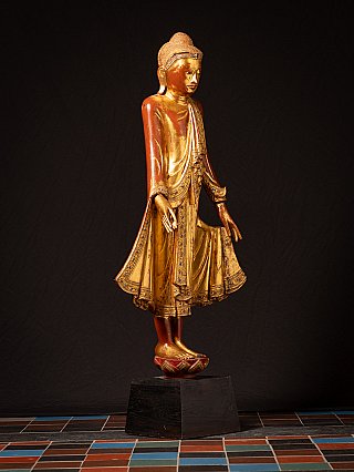 Beautiful antique wooden Burmese Mandalay Buddha