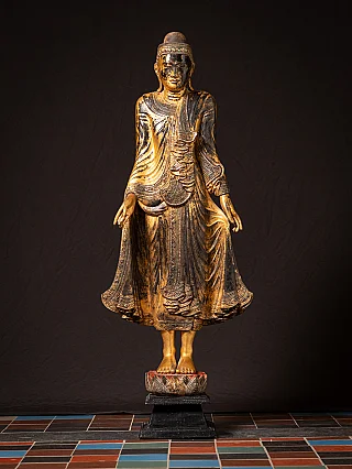 Special antique wooden Burmese Buddha statue
