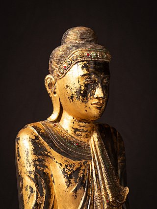 Besondere antike hölzerne burmesische Buddhafigur