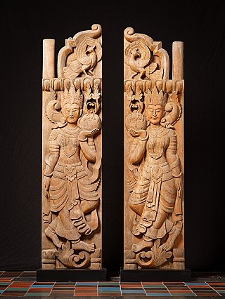 Set of antique wooden Burmese temple doors