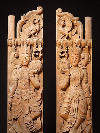 Set of antique wooden Burmese temple doors