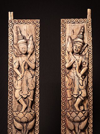 Set of antique wooden Burmese temple doors