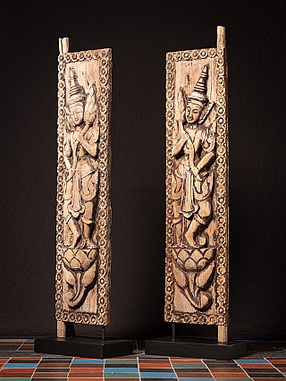 Set of antique wooden Burmese temple doors