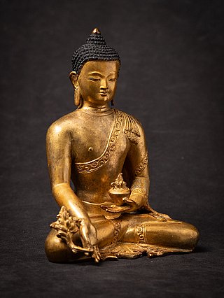 Oude bronzen Nepalese Medicijnboeddha
