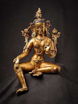 Alte bronzene nepalesische Grüne Tarafigur