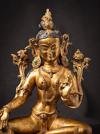 Alte bronzene nepalesische Grüne Tarafigur