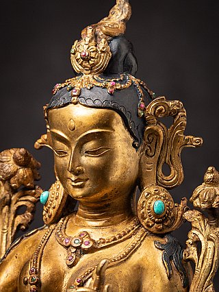 Alte bronzene nepalesische Grüne Tarafigur