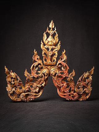 Antique Burmese wooden temple panel