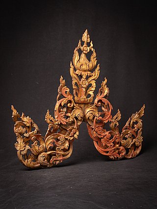 Antique Burmese wooden temple panel