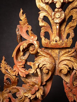 Antique Burmese wooden temple panel