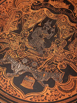 Antique Burmese lacquerware betelnut box
