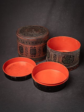 Grote antieke lakwerk betelnut box