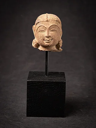 Antique Indian sandstone head of an Apsara