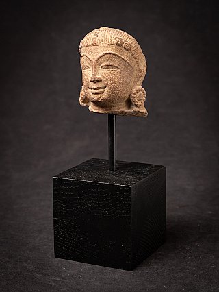 Antique Indian sandstone head of an Apsara