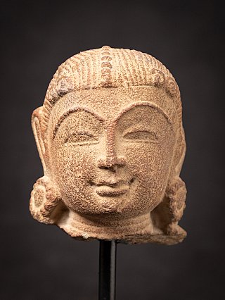 Antique Indian sandstone head of an Apsara
