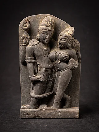 Old Indian sandstone relief of Lakshmi-Narayana