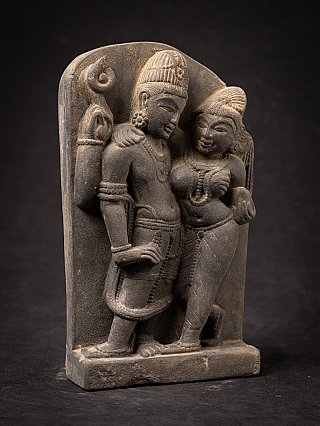 Old Indian sandstone relief of Lakshmi-Narayana